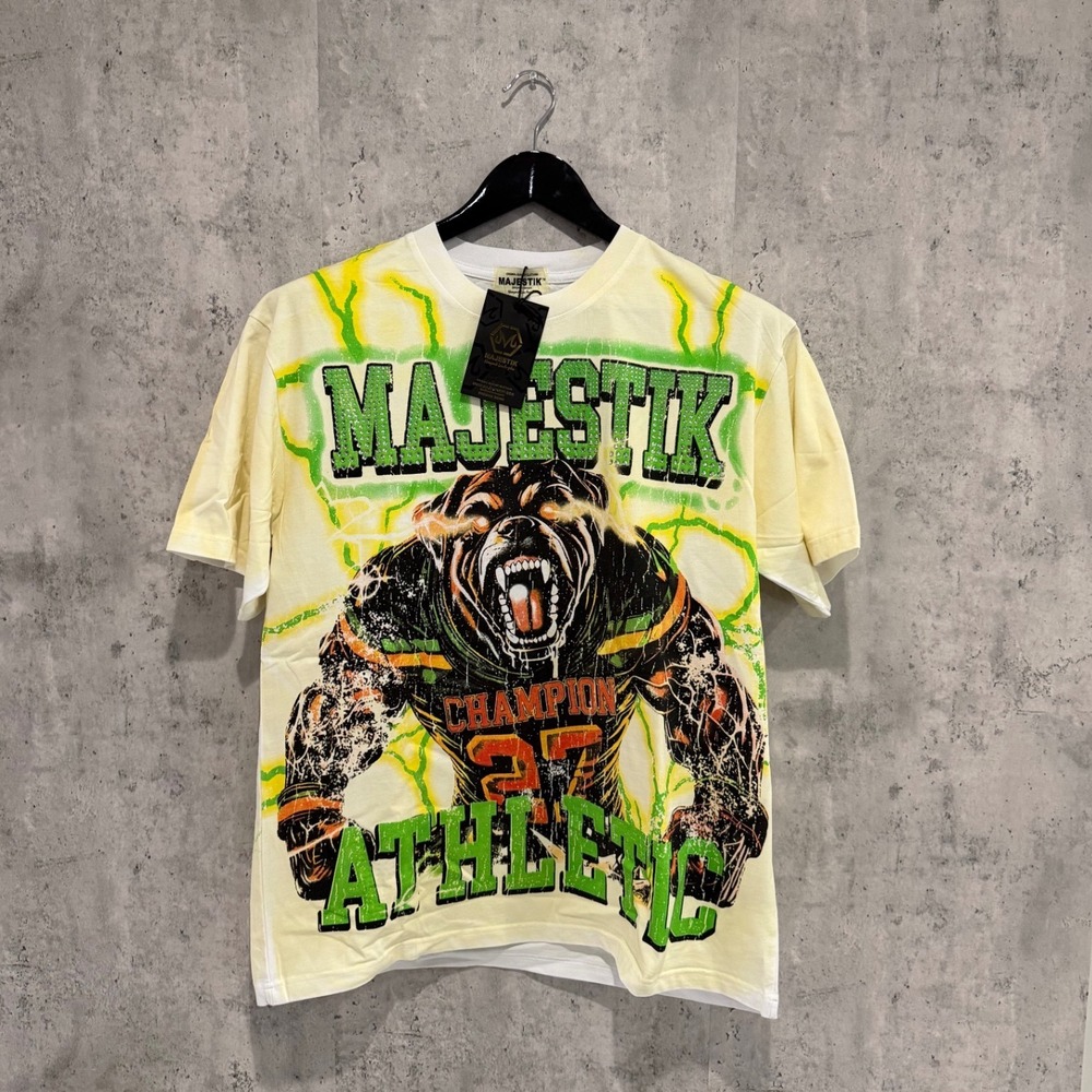 Majestik Athletic Champion 27 Bulldog Rhinestone Graphic T-Shirt Mens Medium NEW